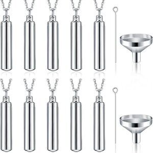10 Pcs Cremation Necklace Stainless Steel Memorial Pendant for Women Men